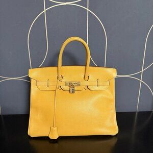 Authentic HERMES Birkin 35 yellow Jaune de Naples Epsom leather bag